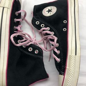 Black and pink velour converse high top sneakers womens 10 mens 8